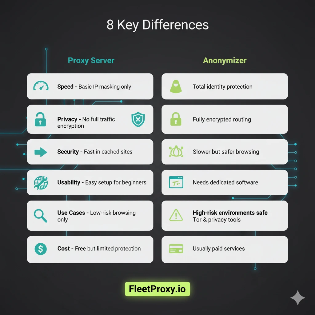 Differences between Proxy server and Anonymizer